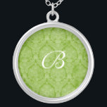 Green Lace Monogram Sterling Silver Ketting<br><div class="desc">Mooie Lace Sterling Silver Ketting - achtergrond kleur kan worden veranderd.. Geweldig als huwelijksgunst,  huwelijksgeschenk,  verjaardagscadeau of vakantiegift.</div>