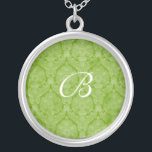 Green Lace Monogram Sterling Silver Ketting<br><div class="desc">Mooie Lace Sterling Silver Ketting - achtergrond kleur kan worden veranderd.. Geweldig als huwelijksgunst,  huwelijksgeschenk,  verjaardagscadeau of vakantiegift.</div>