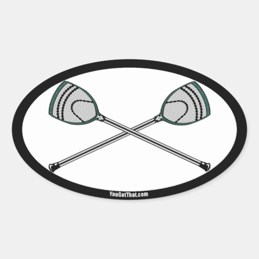 Green Lacrosse Goalie Sticks Ovale Sticker (Voorkant)