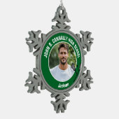 Green Lacrosse Player Photo High School Tin Sneeuwvlok Ornament (Links)