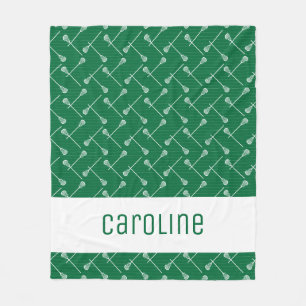 Green Lacrosse White Sticks gepatterd Fleece Deken