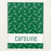 Green Lacrosse White Sticks gepatterd Planner (Voorkant)