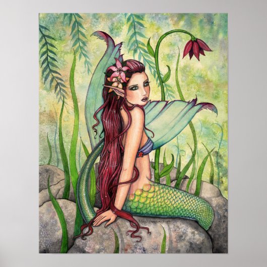 Green Lagoon Mermaid Art Poster Print (Voorkant)