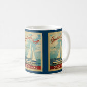 Green Lake Sailboot Vintage Travel Wisconsin Koffiemok (Voorkant rechts)