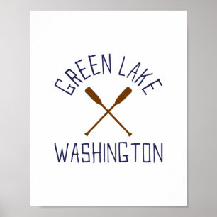 Green Lake Washington Buitenactiviteiten Vintage Poster