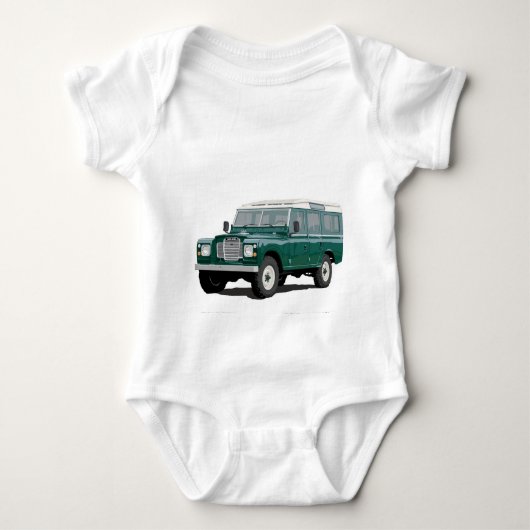Green Landy Land Rover Classic  Wandeleend Romper (Voorkant)