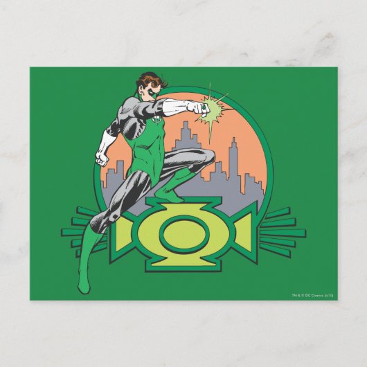 Green Lantern City Background en Logo Briefkaart (Voorkant)
