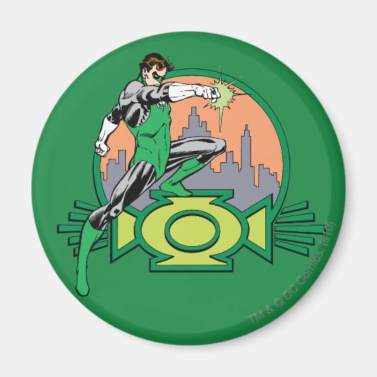 Green Lantern City Background en Logo Magneet (Voorkant)