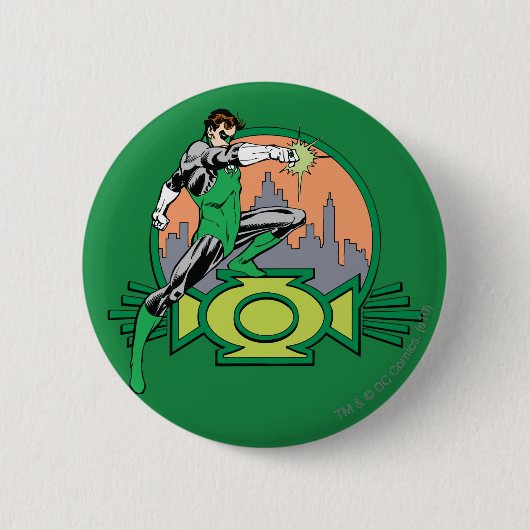 Green Lantern City Background en Logo Ronde Button 5,7 Cm (Voorkant)