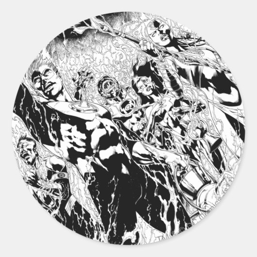 Green Lantern Group Ronde Sticker (Voorkant)