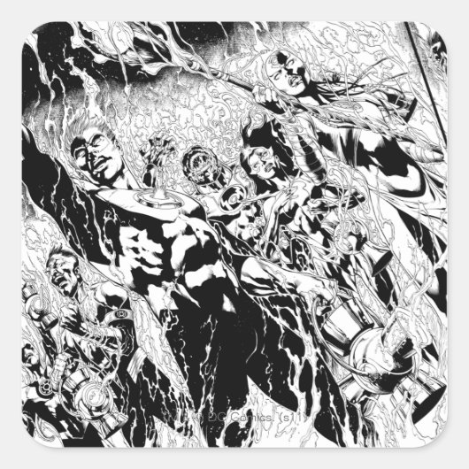 Green Lantern Group Vierkante Sticker (Voorkant)