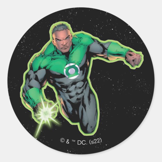 Green Lantern John Stewart Ronde Sticker (Voorkant)