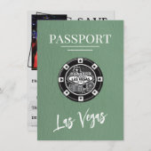 Green Las Vegas Passport Bewaar de datum Save The Date (Voorkant / Achterkant)