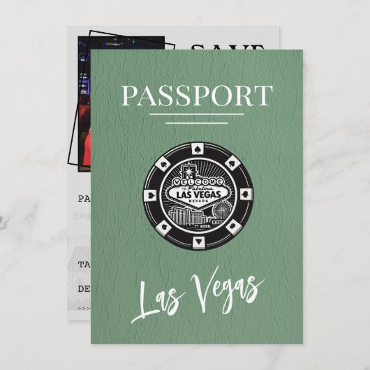Green Las Vegas Passport Bewaar de datum Save The Date (Voorkant / Achterkant)