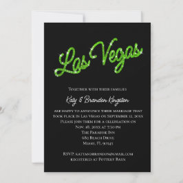 Green Las Vegas Sparkles Post Wedding Invitation Kaart