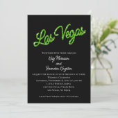 Green Las Vegas Sparkles Wedding Invitation Kaart (Staand voorkant)