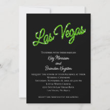 Green Las Vegas Sparkles Wedding Invitation
