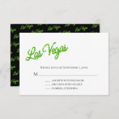 Green Las Vegas Sparkles Wedding RSVP Kaart (Voorkant / Achterkant)