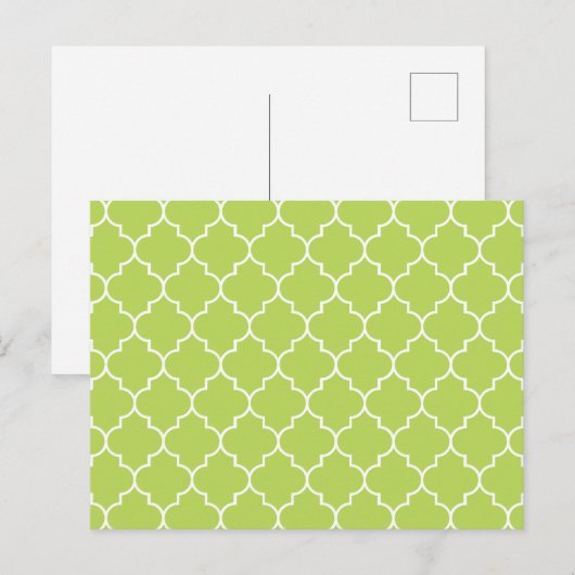 Green Latticework, Quatrefoil, Marokkaanse Trellis Briefkaart (Voorkant / Achterkant)