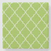 Green Latticework, Quatrefoil, Marokkaanse Trellis Stenen Onderzetter (Voorkant)