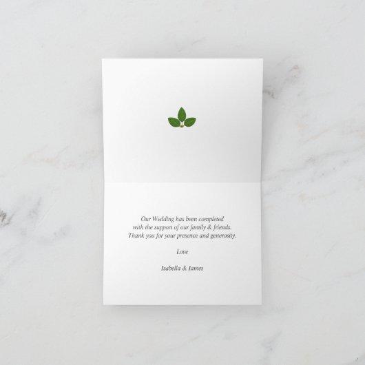 Green Laurel Leaves Wedding Bedankkaart (Binnen)