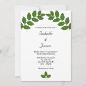 Green Laurel Leaves Wedding Kaart (Voorkant)