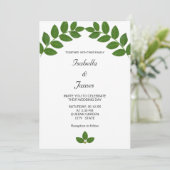 Green Laurel Leaves Wedding Kaart (Staand voorkant)