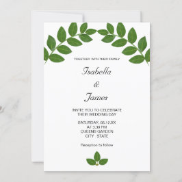 Green Laurel Leaves Wedding Kaart