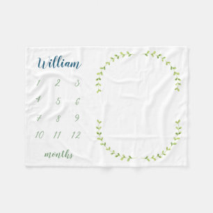 Green Laurel Persoonlijke Baby Milestone Foto F Fleece Deken