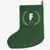 Green Laurel Wreath Letter F Monogram  Grote Kerstsok (Achterkant)