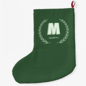 Green Laurel Wreath Letter M Monogram  Grote Kerstsok (Achterkant)