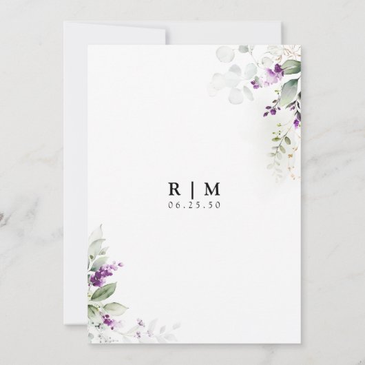 Green Lavendel repetitie diner uitnodiging (Achterkant)