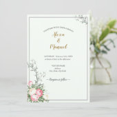 Green Lavenderblush Floral Wedding Kaart (Staand voorkant)