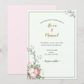 Green Lavenderblush Floral Wedding Kaart (Voorkant / Achterkant)