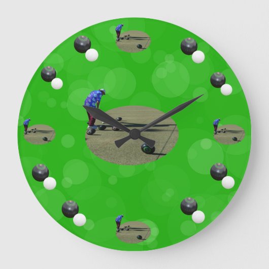 Green Lawn Bowls Bowler en Bowls Design Grote Klok (Voorkant)