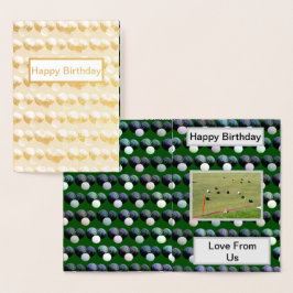 Green Lawn Bowls, Gold Foil Birthday Kaart, Folie Kaarten