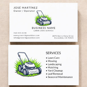 Green Lawn Care en Service Professional Visitekaartje