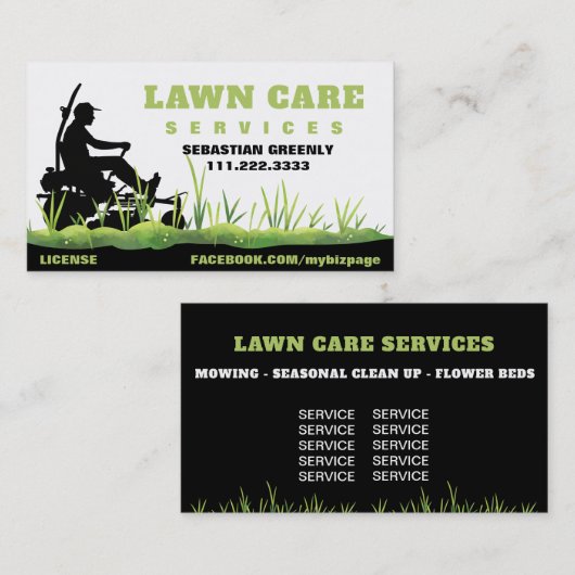 *~* Green Lawn Care Landscaping Grass Modern Visitekaartje (Voorkant / Achterkant)