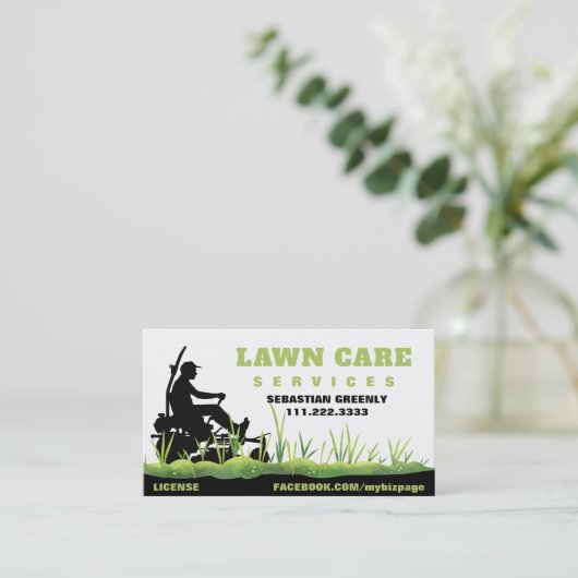 *~* Green Lawn Care Landscaping Grass Modern Visitekaartje (Staand voorkant)