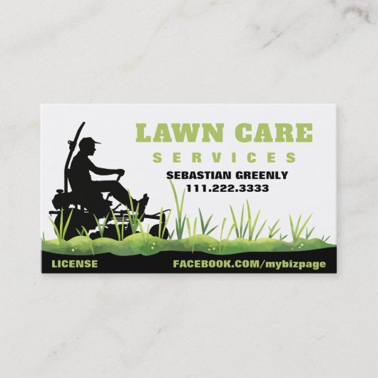 *~* Green Lawn Care Landscaping Grass Modern Visitekaartje (Voorkant)