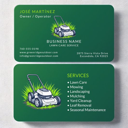 Green Lawn Service and Maintenance Professional Visitekaartje