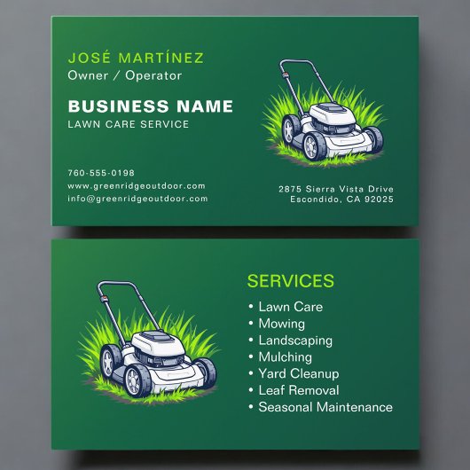 Green Lawn Service Professional Visitekaartje