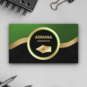 Green Lawyer Attorney Gold Pen Nib Notary Visitekaartje