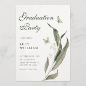 Green leaf Aesthetic elegant graduation  Kaart (Voorkant)