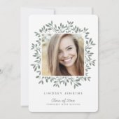 Green Leaf Afstudeerder Foto Afstuderen Uitnodigin Kaart (Voorkant)