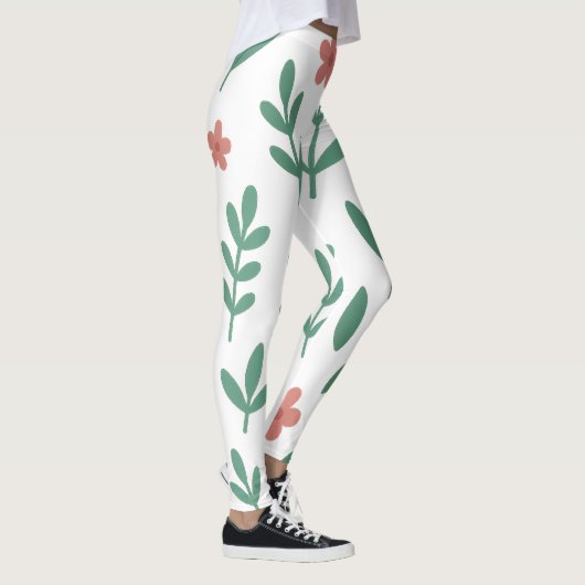 Green Leaf and Pink Flower Pattern Legging (Rechts)