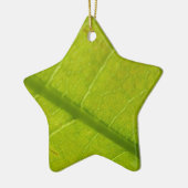 Green Leaf Botanische Natuur Fotografie Keramisch Ornament (Links)