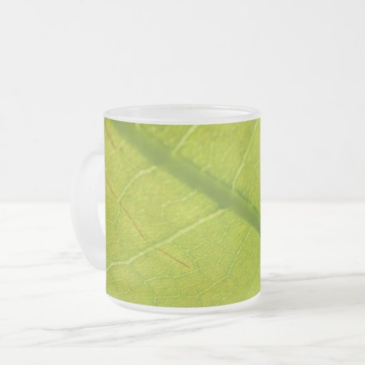Green Leaf Botanische Natuur Fotografie Matglas Koffiemok (Voorkant links)