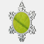 Green Leaf Botanische Natuur Fotografie Tin Sneeuwvlok Ornament (Rechts)