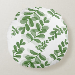 Green Leaf Branch Pattern Art Rond Kussen